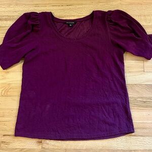 Zac & Rachel Rich Purple Puff Sleeve W’s Blouse Size L Gently Used